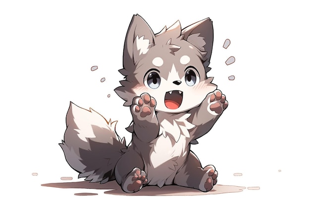 Isolated wolf in a screaming expression