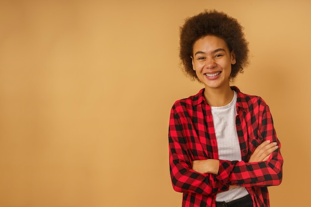 Isolated woman with happy and joyful expression