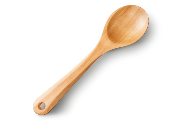 Isolated Wooden Spoon white Background Generative Ai