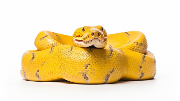 Photo isolated yellow anaconda on white background