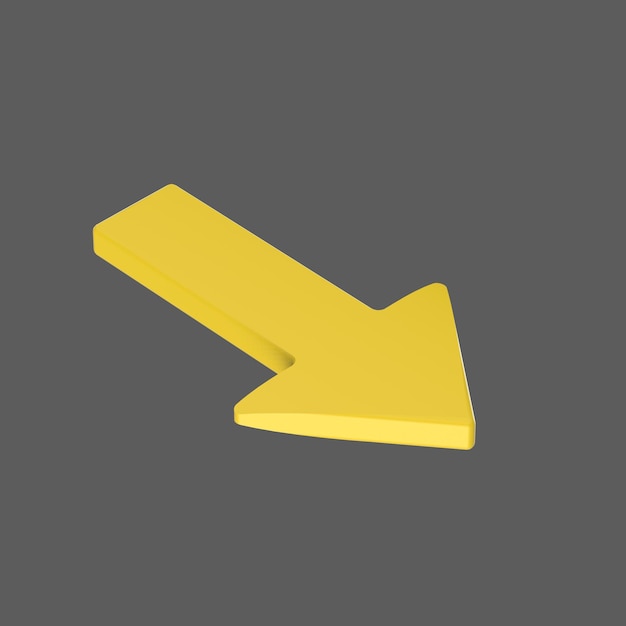 Isolated yellow arrow 3d illustration rendering