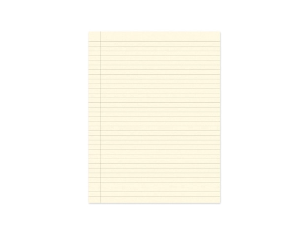 Photo isolated yellow blank sheet of paper on a white background