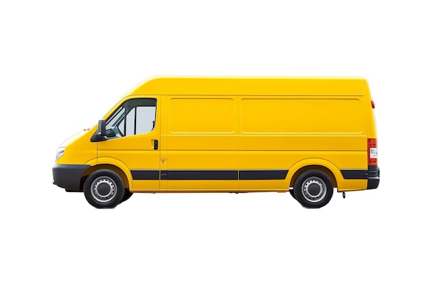 Isolated Yellow Cargo Van Delivery Courier on Side View Generative Ai