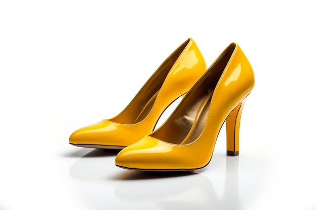 고립 된 노란색 하이힐 신발 투명 배경