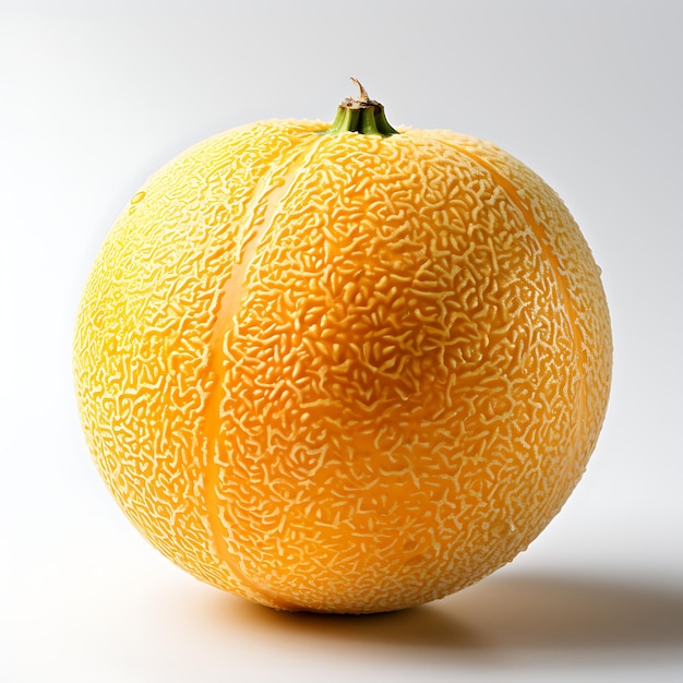 Isolated of Yubari King Melon Emphasizing Its Vibrant Color On White Background Photoshoot