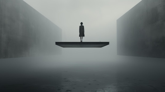 Isolation and Contemplation A Girl in a Surreal Minimalist Environment