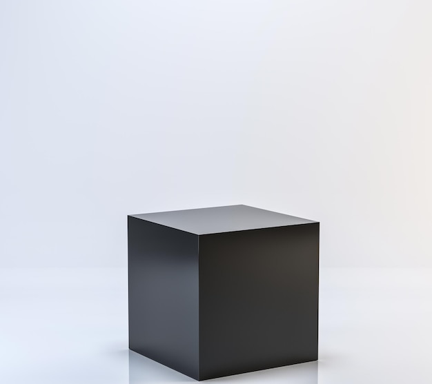 Foto isoleer 3d-weergave van een zwart geometrisch podium op een witte achtergrond