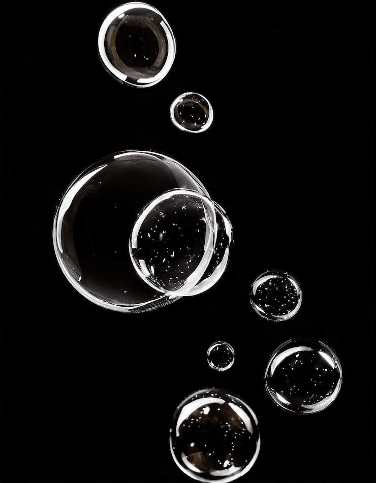 Foto isoleerde bubbels op een zwarte achtergrond