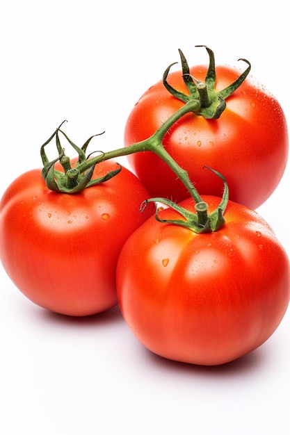 Isoleerde tomaten Tomaten op een witte achtergrond Perfecte zijweergave van bewerkte tomaten