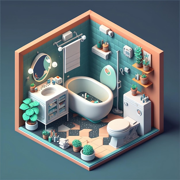 Photo isometric 3d bathroom