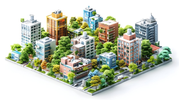 写真 イソメトリック 3d フラット アイコン 都市計画 経済成長とコミュニティの成長のための持続可能な都市を設計します