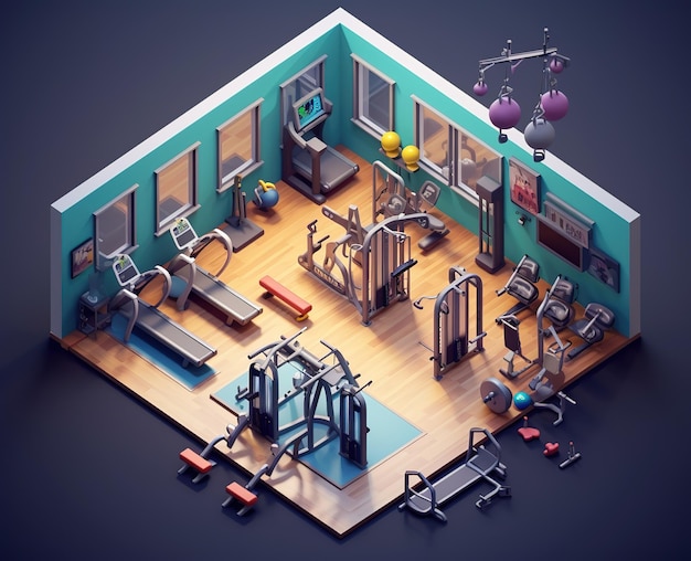 Isometric 3d Gym abstract design