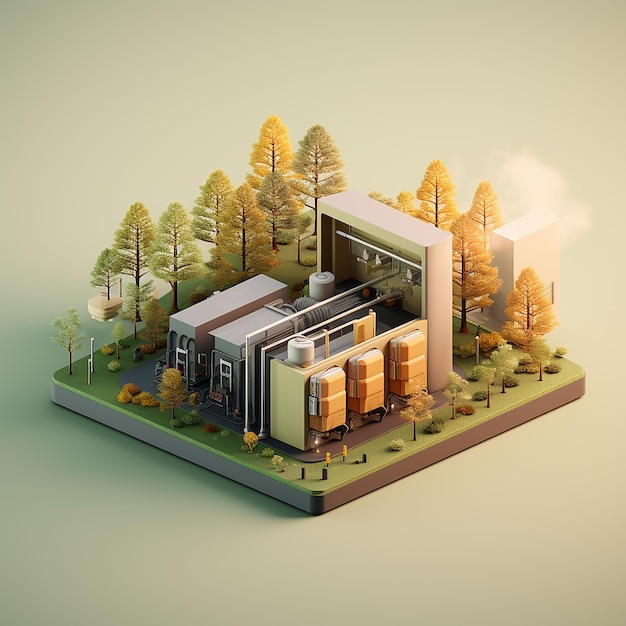 an isometric 3D illustration energyefficient and sustainable design