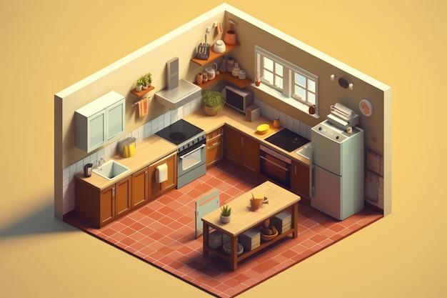 Isometric 3d kitchen