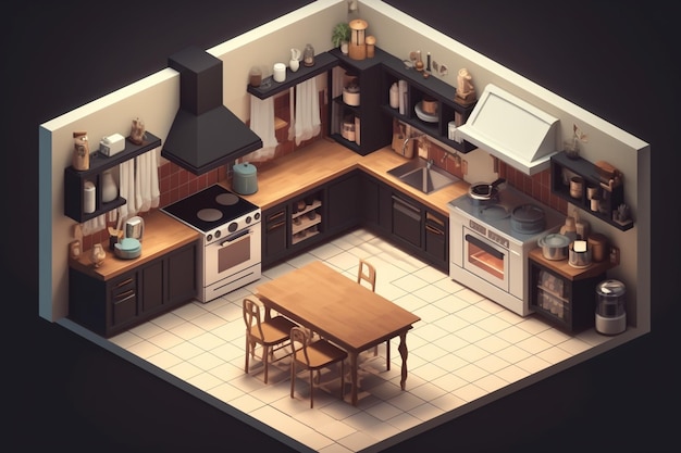 Isometric 3d kitchen