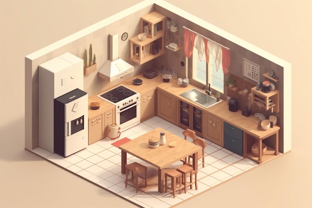 Isometric 3d kitchen