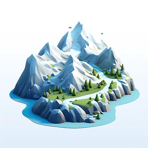 Isometric 3D landscape beauty and simple