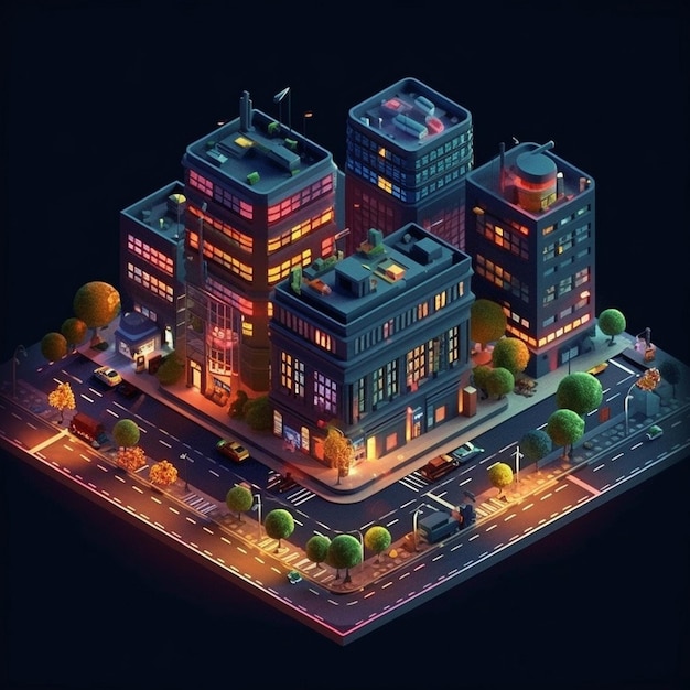 Photo isometric 3d rendering of city