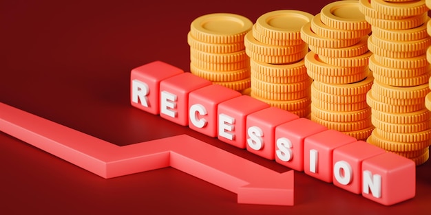 Isometric 3d rendering concept economic recession