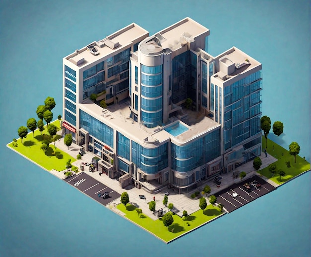 Photo isometric 3d view of building