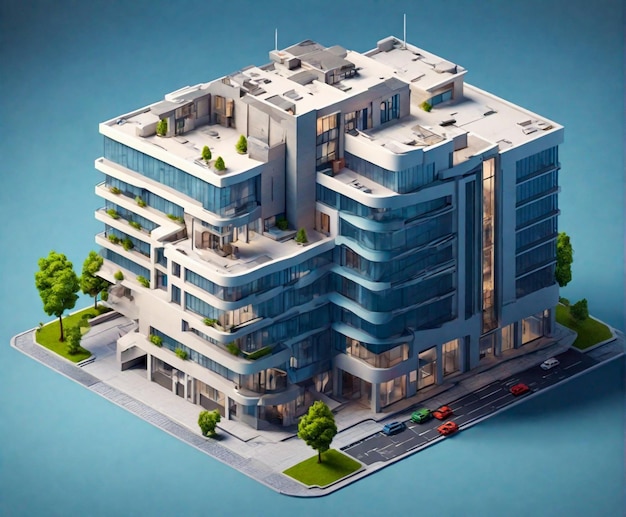 Photo isometric 3d view of building