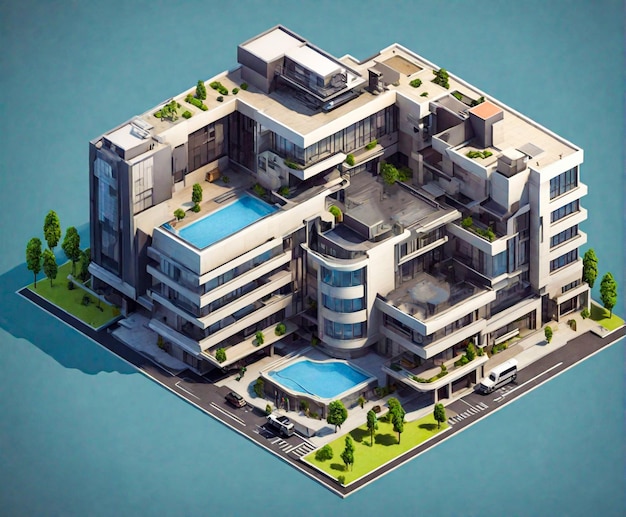 Photo isometric 3d view of building