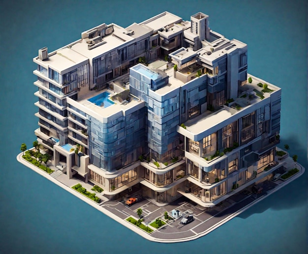 Photo isometric 3d view of building