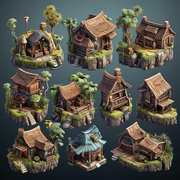 Isometric African Tribes House