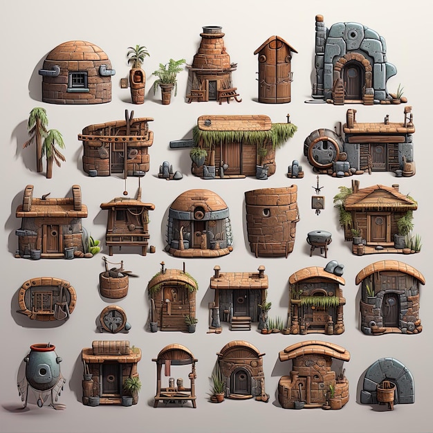 Isometric African Tribes House