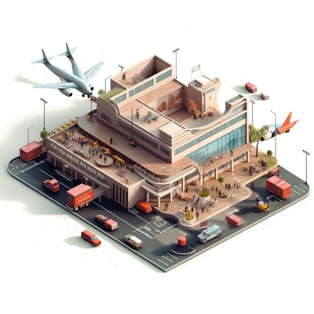 Photo isometric airport