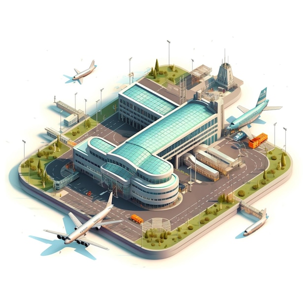 Photo isometric airport