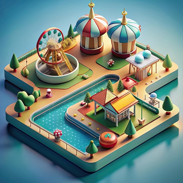 Photo isometric amusement park