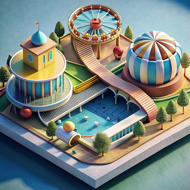 Photo isometric amusement park