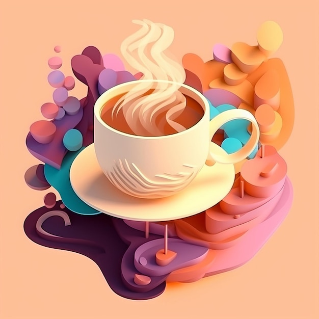 Isometric Art of a Cup of Coffee