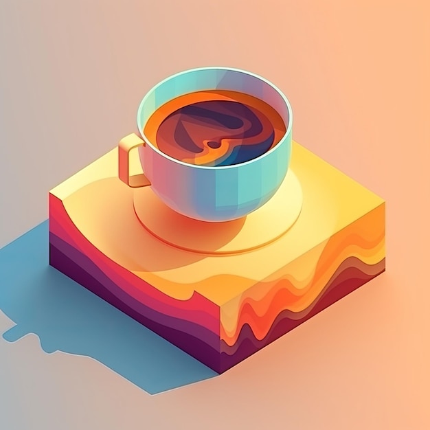 Isometric Art of a Cup of Coffee