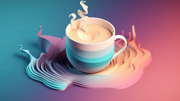 Isometric Art of a Cup of Coffee