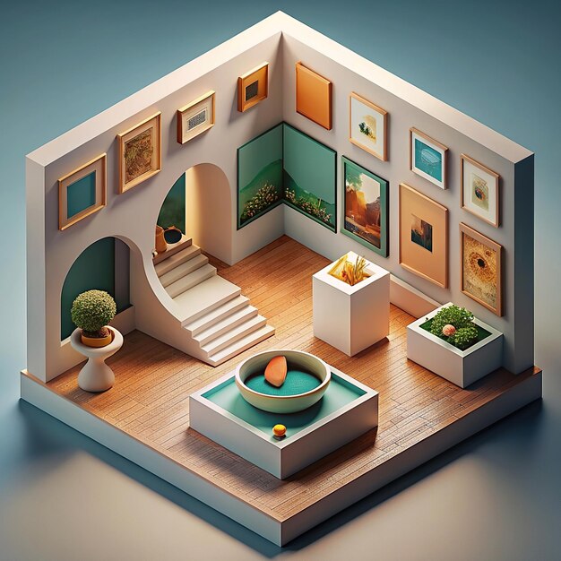 Photo isometric art gallery