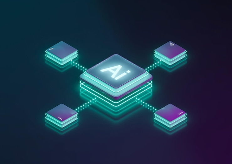 Photo isometric artificial intelligence