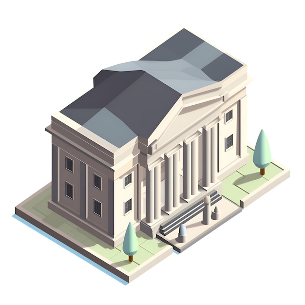 Фото Изометричное здание банка векторная иллюстрация изометрическое здание банка