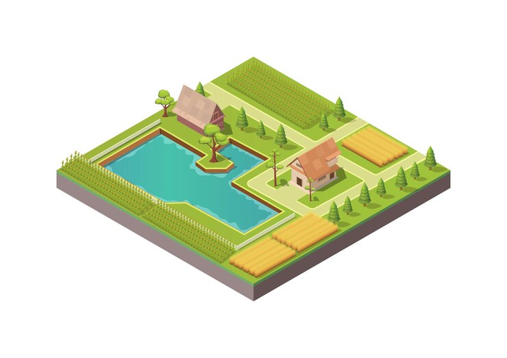 Photo isometric beautiful countryside