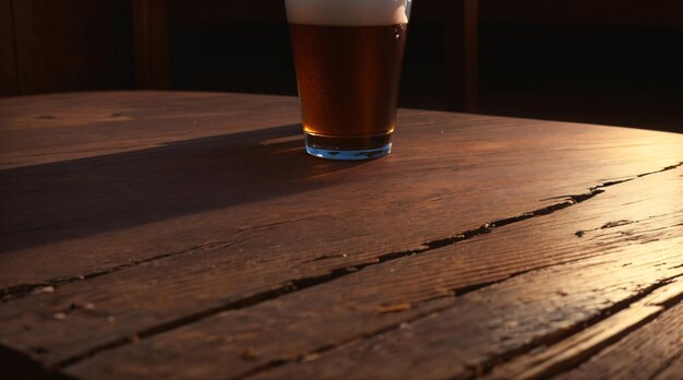 Isometric Blank Spot Space of Wooden Table with Indirect Lighting for Photography