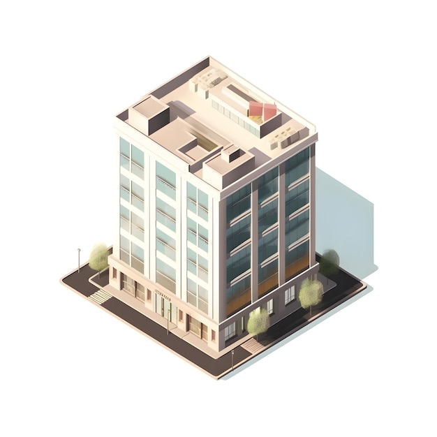 Photo isometric building vector illustration of a skyscraper in the city