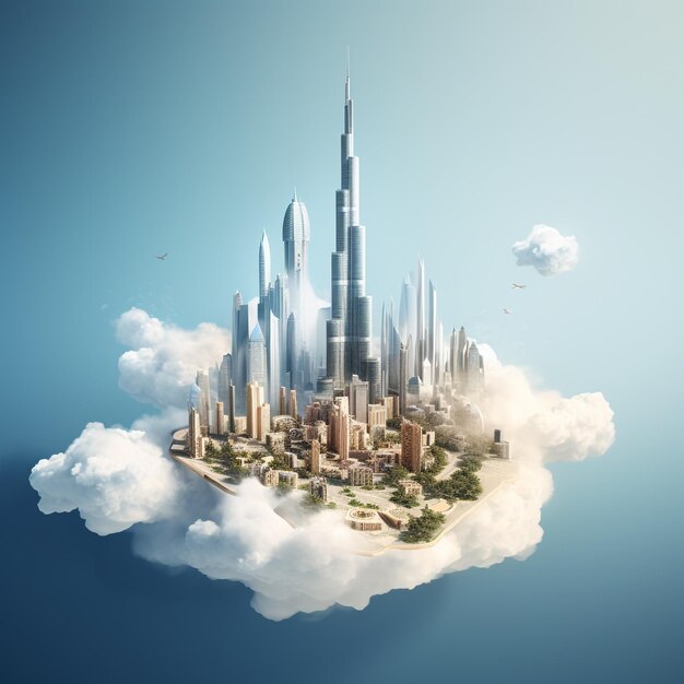 isometric burj khalifa 3d for background