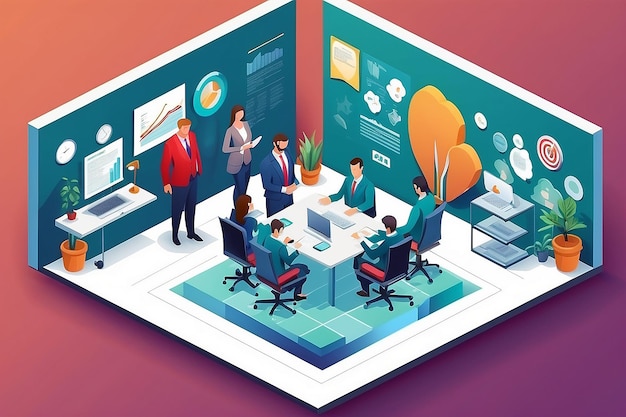 Isometric Business Partnership Template