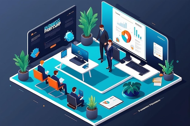 Isometric Business Partnership Template