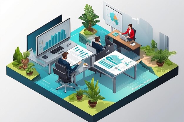 Isometric Business Partnership Template