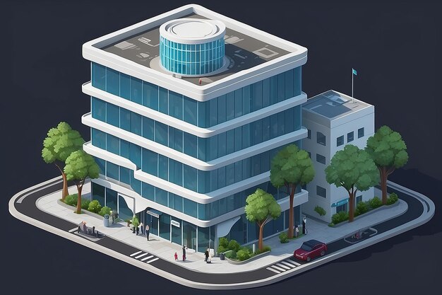 Isometric bussiness building bank