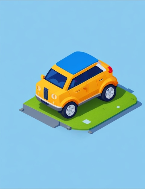 Photo isometric cartoonish car