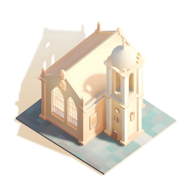 Isometric church on a white background Vector illustration Eps 10