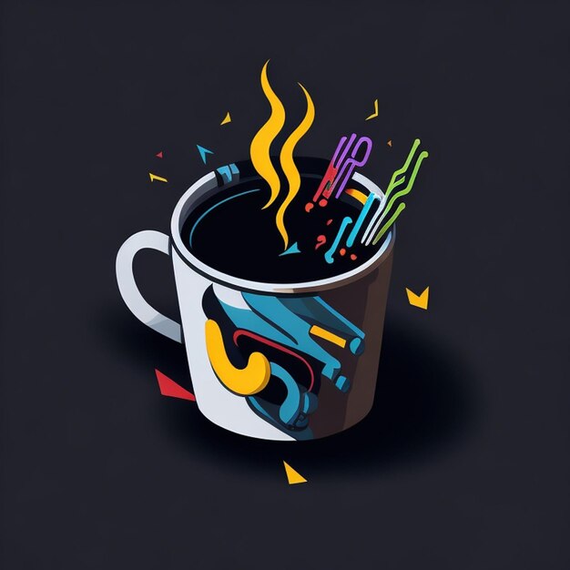 Foto isometric coffee cup symphony realistico capolavoro per il design di magliette con logo